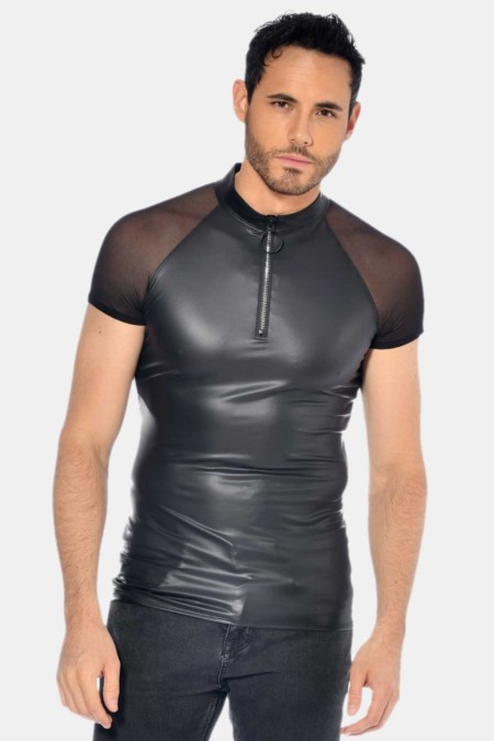 Khal, men's wetlook black t-shirt - Patrice Catanzaro Official Website