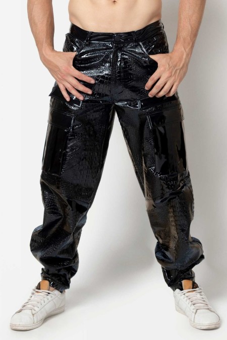 Ragnar, black vinyl men trousers - Patrice Catanzaro Official Website