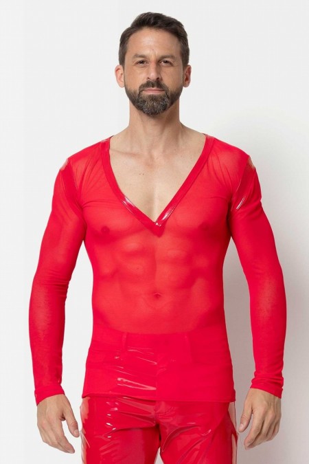 Ali, red mesh men's t-shirt - Patrice Catanzaro Official Website
