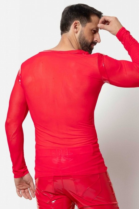 Ali, t-shirt homme résille rouge - Patrice Catanzaro Site Officiel