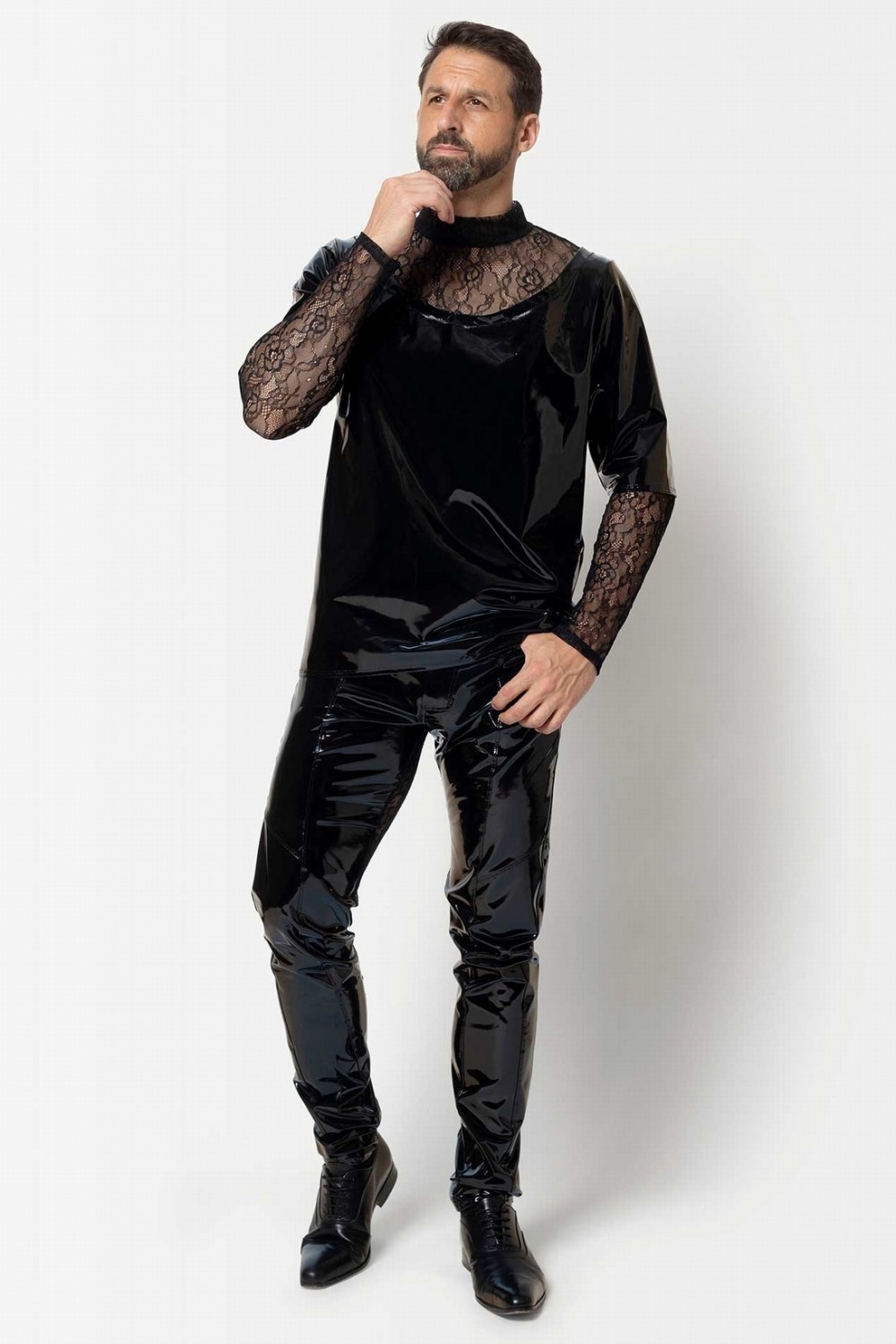 Alrik, black vinyl men trousers - Patrice Catanzaro Official Website