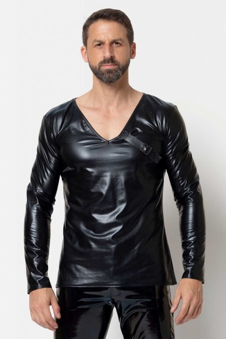 Enrick, t-shirt homme wetlook noir - Patrice Catanzaro Site Officiel