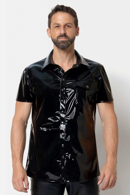Finn, men's black vinyl shirt - Patrice Catanzaro Official Website