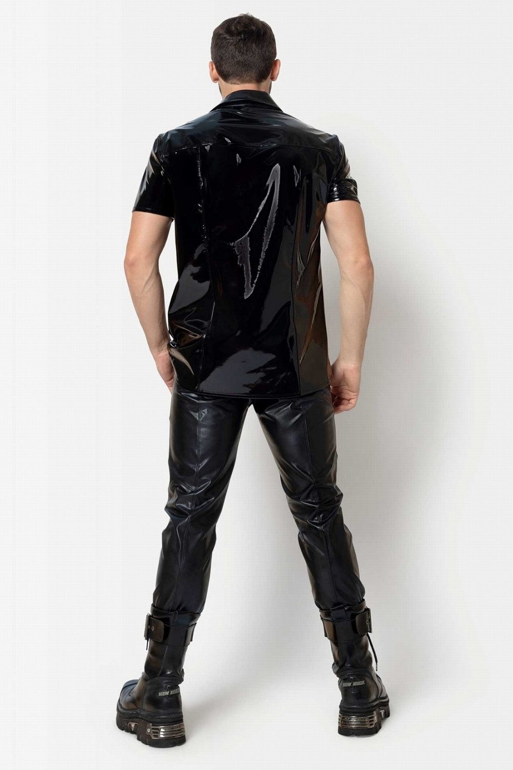 Finn, men's black vinyl shirt - Patrice Catanzaro Official Website