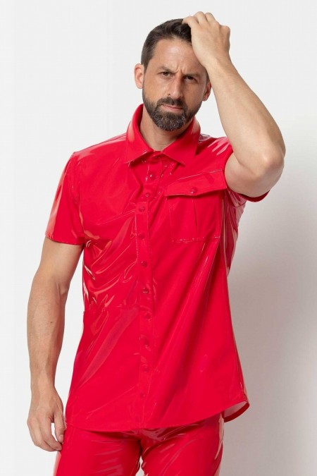 Finn, chemise homme vinyle rouge - Patrice Catanzaro Site Officiel