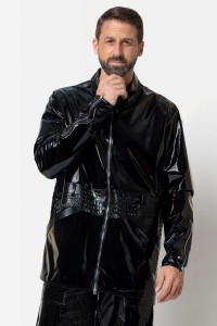 Holger, men's black vinyl overshirt - Patrice Catanzaro Official Website