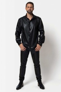 Magnus, faux leather men's shirt - Patrice Catanzaro Official Website