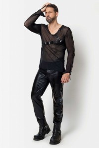 Rikke, black mesh men's t-shirt- Patrice Catanzaro Official Website