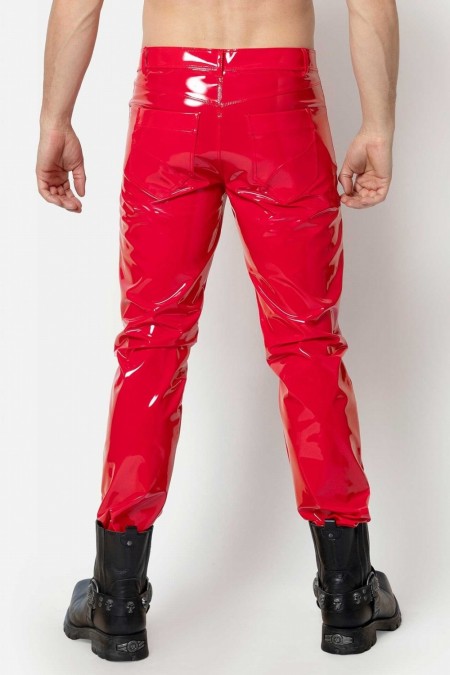 Shawn, men's red vinyl trousers - Patrice Catanzaro Official Website
