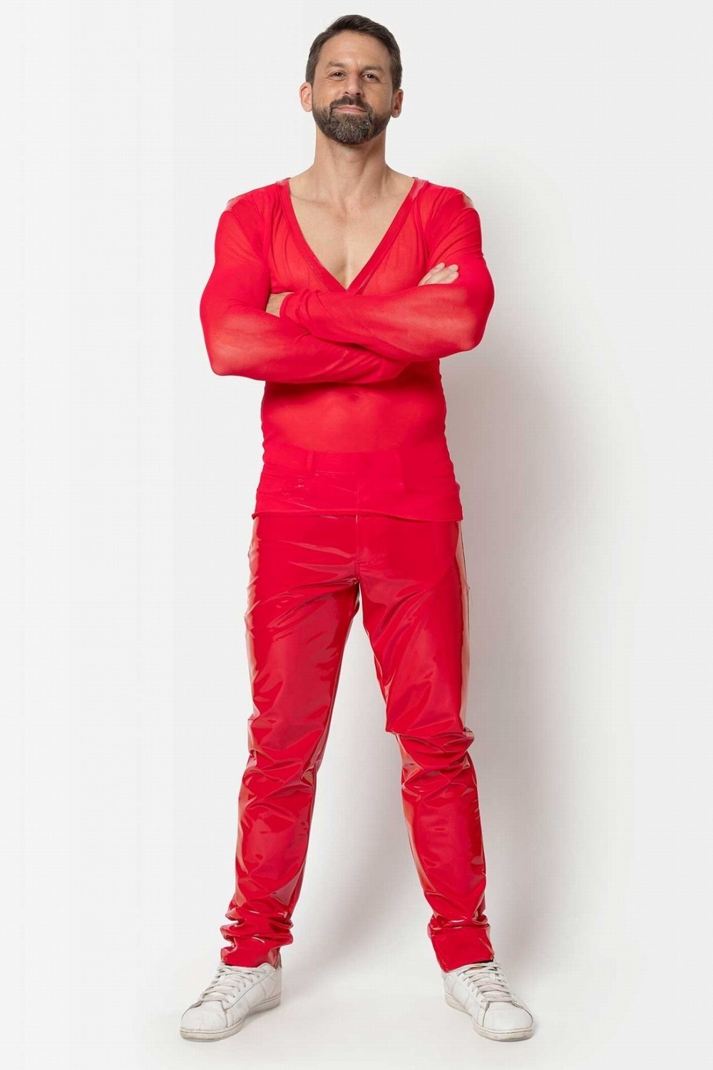 Shawn, pantalon homme vinyle rouge - Patrice Catanzaro Site Officiel