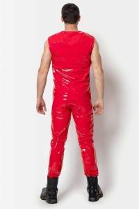 Soren, men's red vinyl tank top - Patrice Catanzaro Official Website