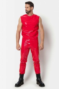Soren, men's red vinyl tank top - Patrice Catanzaro Official Website