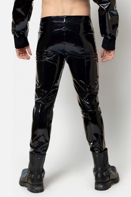 Joss, black vinyl men trousers - Patrice Catanzaro Official Website