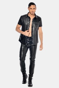 Liam, black faux leather shirt - Patrice Catanzaro Official Website