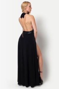 Isabella, robe longue en lycra noir - Patrice Catanzaro Site Officiel