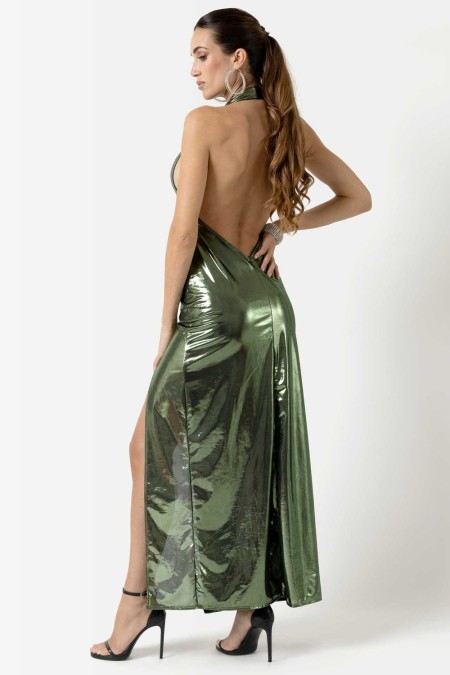 Celeste, party shiny green dress - Patrice Catanzaro Official Website