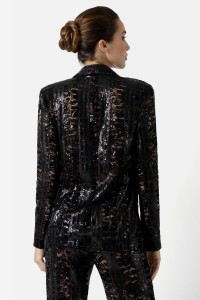 Rylee, black sequin & lace blazer - Patrice Catanzaro Official Website
