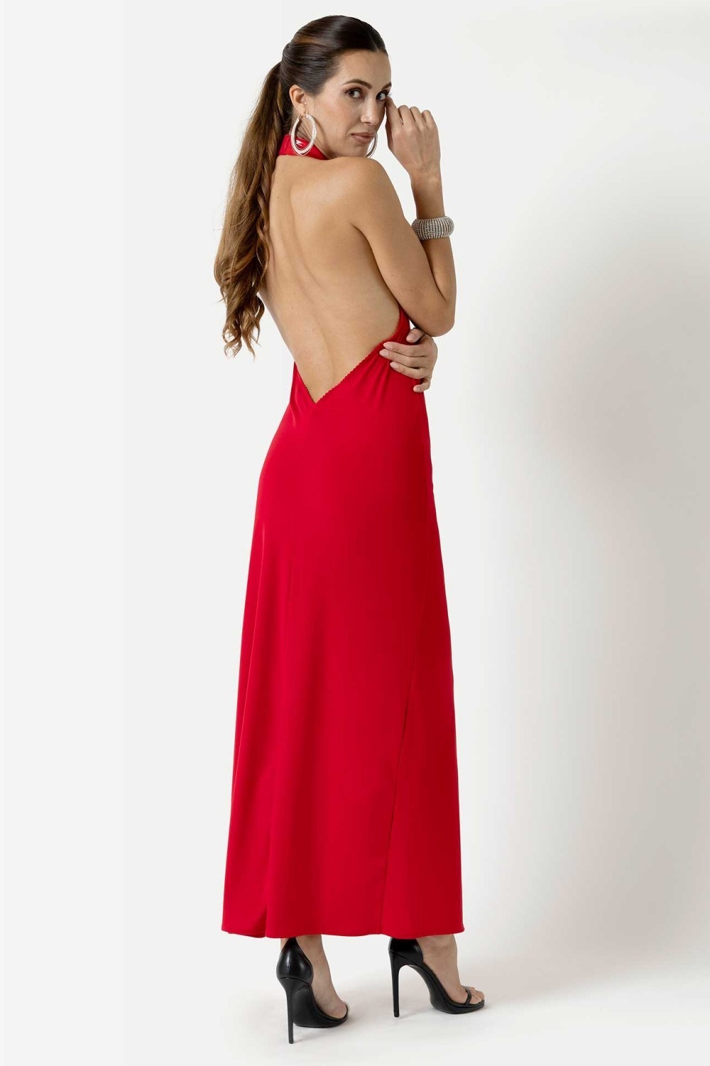 Mina, vestido largo de licra rojo - Patrice Catanzaro Página Oficial