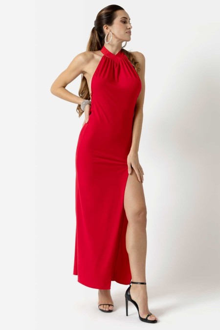 Mina, robe longue lycra rouge - Patrice Catanzaro Site Officiel