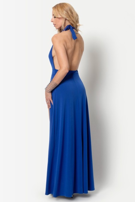Isabella, blue lycra long dress - Patrice Catanzaro Official Website