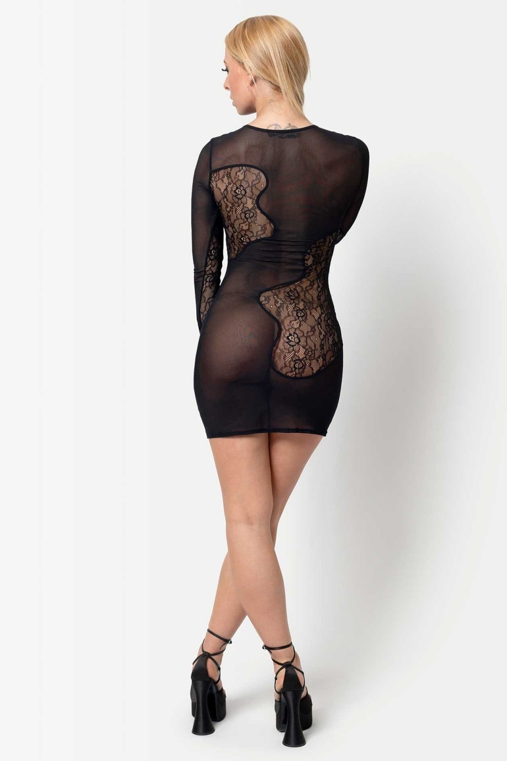 Sourmiou, long sleeves mesh dress - Patrice Catanzaro Official Website