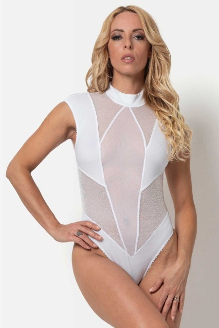 Opera white mesh & lycra bodysuit - Patrice Catanzaro Official Website