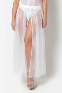 Opera, white long sequin skirt - Patrice Catanzaro Official Website