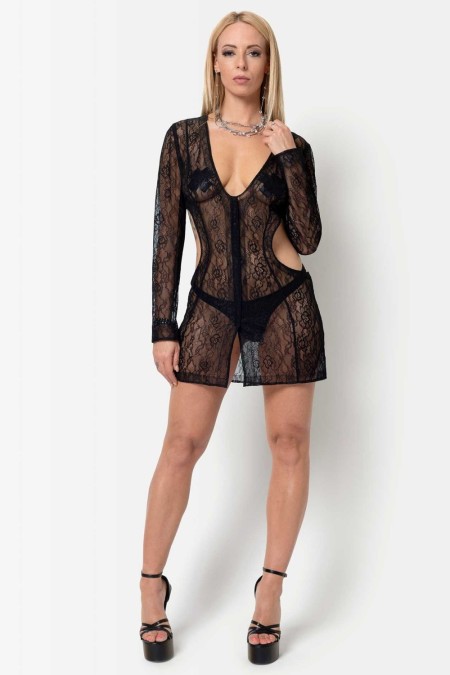 Vallauris, black sexy lace dress - Patrice Catanzaro Official Website