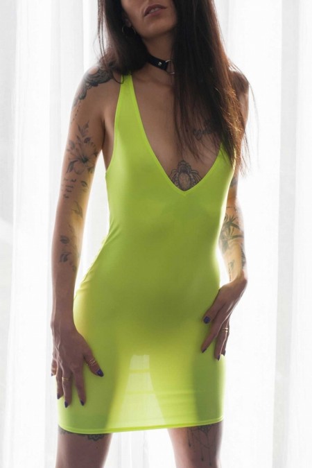 Juleka, robe sexy été jaune fluo - Patrice Catanzaro Site Officiel