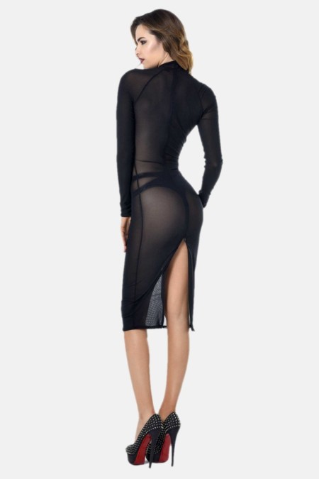 Azia, sexy black mesh dress - Patrice Catanzaro Official Website