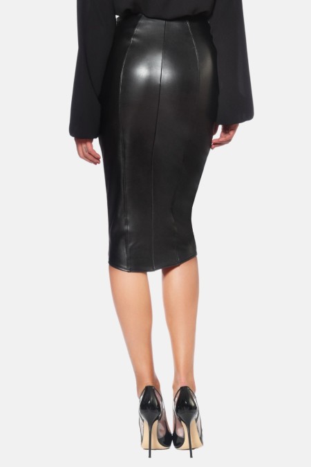 Ornella, jupe sexy en faux cuir noir - Patrice Catanzaro Site Officiel