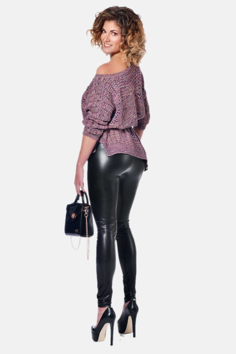 Vera, black faux leather leggings - Patrice Catanzaro Official Website