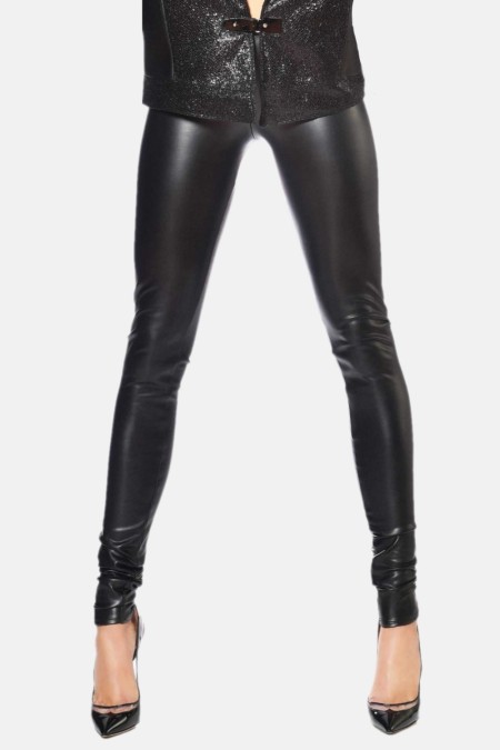 Vera, legging sexy en faux cuir noir - Patrice Catanzaro Site Officiel