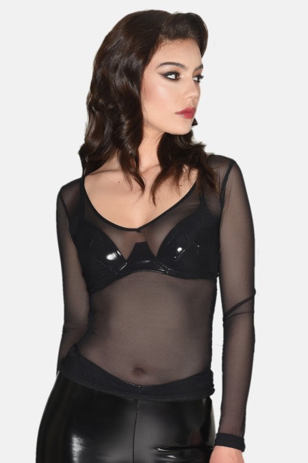 Mathilde, sexy black mesh top - Patrice Catanzaro Official Website