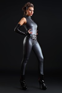 Angelica, black wetlook catsuit - Patrice Catanzaro Official Website