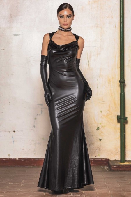 Gaelle, long sexy wetlook dress - Patrice Catanzaro Official Website