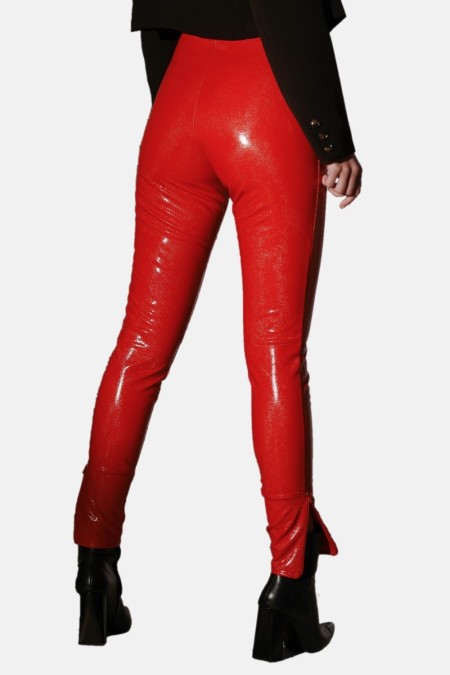Jill pantalon sexy en vinyle rouge - Patrice Catanzaro Site Officiel