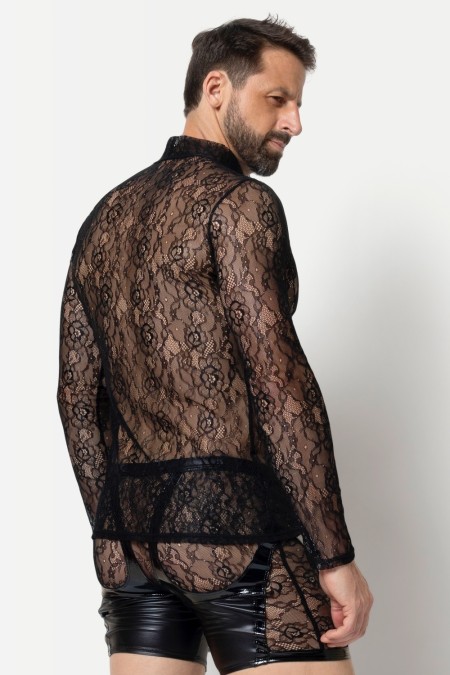 Valla, men's black lace t-shirt - Patrice Catanzaro Official Website