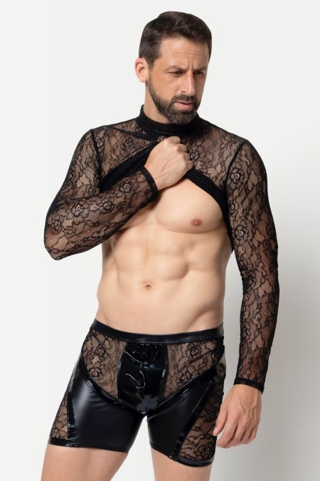 Storm, sexy vinyl and lace trunks - Patrice Catanzaro Official Website