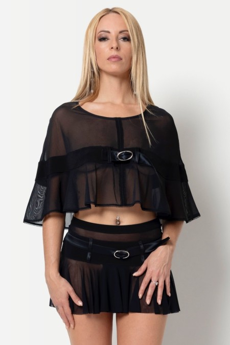Eze, black sexy mesh cape - Patrice Catanzaro Official Website