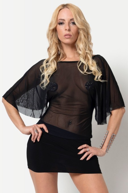 Aloha, sexy black mesh t-shirt - Patrice Catanzaro Official Website