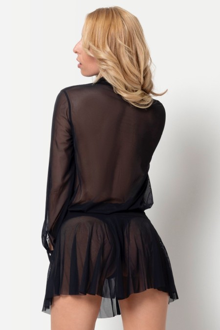 Fabienne, black mesh mini skirt - Patrice Catanzaro Official Website