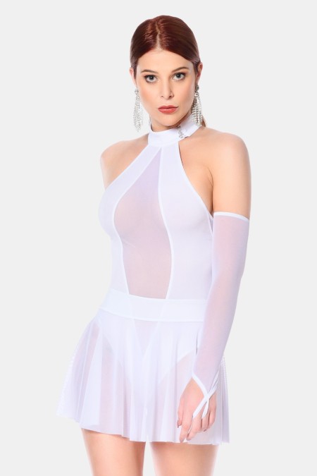 Fabienne, sexy white mini skirt - Patrice Catanzaro Official Website