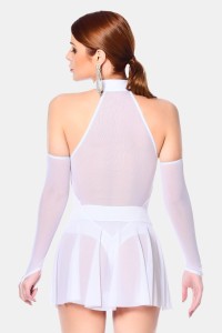 Fabienne, jupe sexy en lycra blanc - Patrice Catanzaro Site Officiel