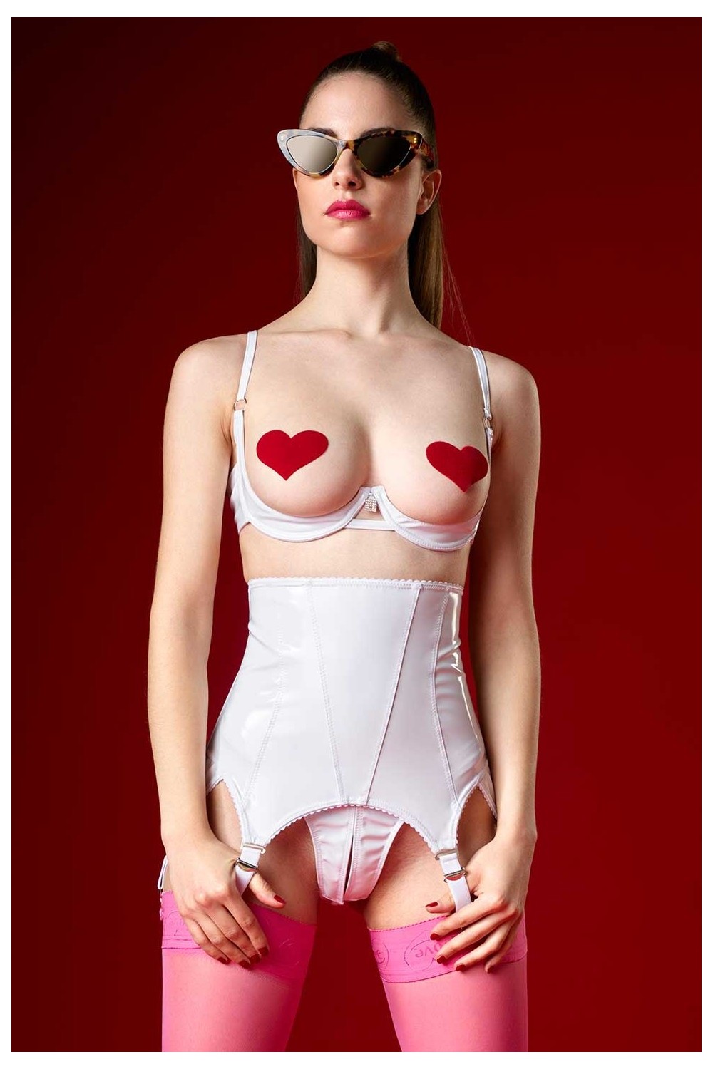 Nell, white sexy vinyl suspender - Patrice Catanzaro Official Website