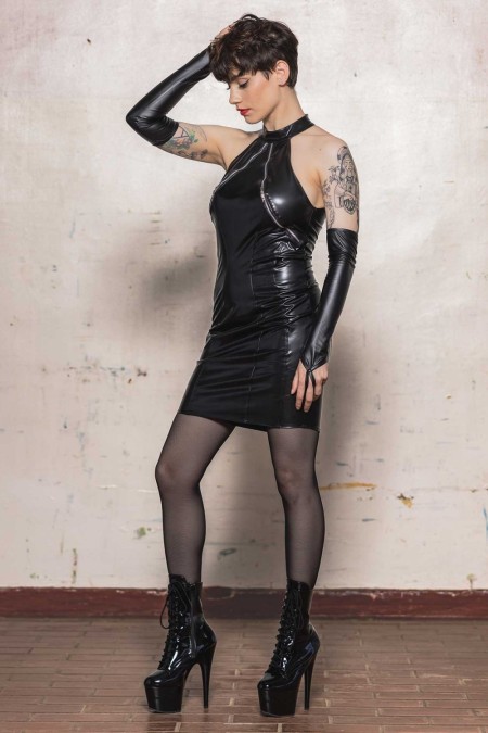 Rafale, robe sexy en vinyle mat noir - Patrice Catanzaro Site Officiel