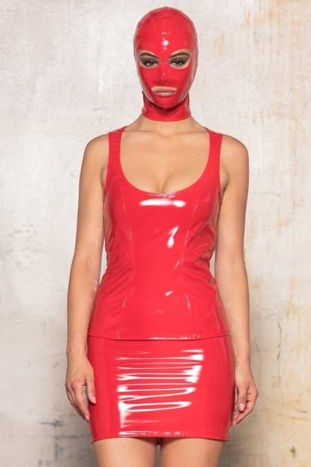 Praline, top sexy en vinyle rouge - Patrice Catanzaro Site Officiel