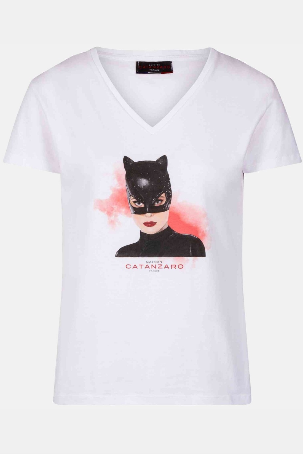 Cat mask camiseta blanca mujer - Patrice Catanzaro Página Oficial