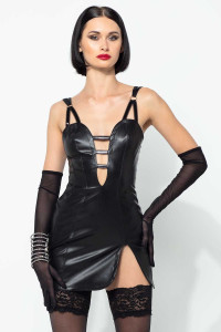Caracal, faux leather black dress - Patrice Catanzaro Official Website