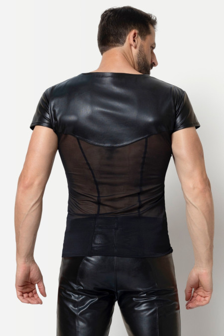 Hakon, black faux leather t-shirt - Patrice Catanzaro Official Website